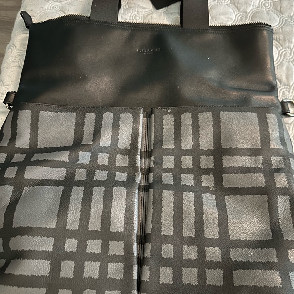 Coach Charles Foldover Leather Tote Crossbody Travel Bag